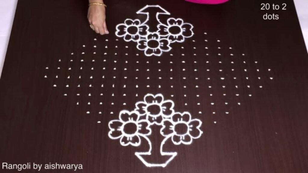 Innovative new year big flower pots kolam | 20-2 dots rangoli designs chukkala muggulu