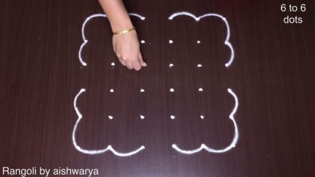 Dot Flower Rangoli Kolam Designs for Home | 6*6 Straight Dots Traditional Muggulu