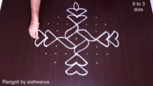 3 to 3 dots Rangoli Designs