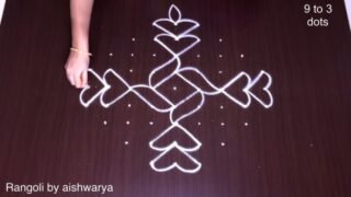 Easy Deepam Rangoli for Beginners | Festival Muggulu 9*3*3 Vilaku Kolam | RamRangoli Aishwarya