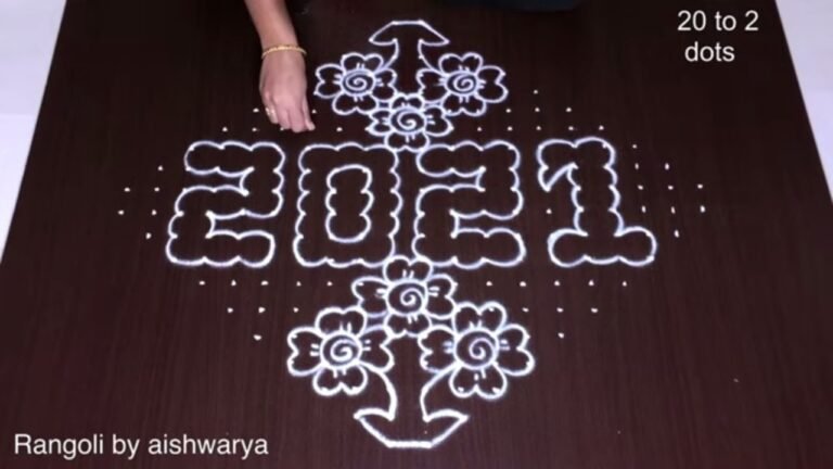 beautiful new year flower kolam