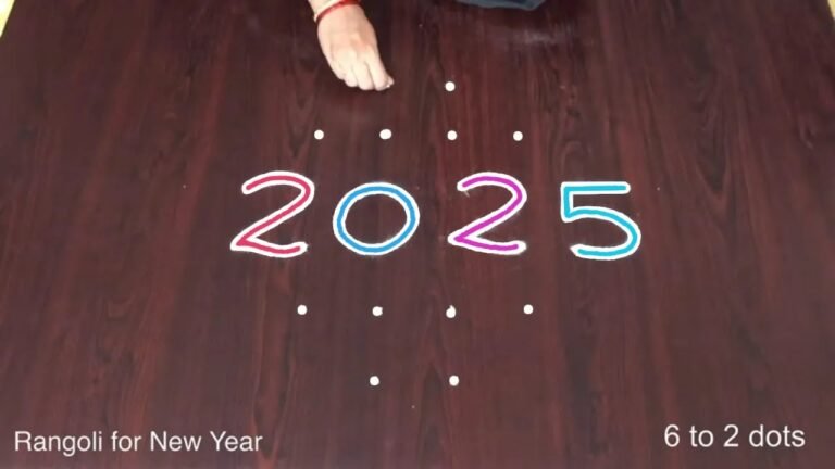 New Year Kolam Designs 2025 With Dots | Simple Small Rangoli | Muggulu With 6 Dots