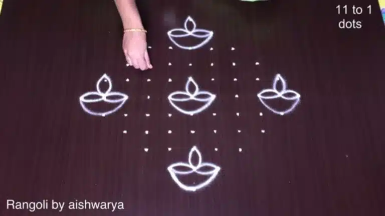 11 dots Diwali rangoli