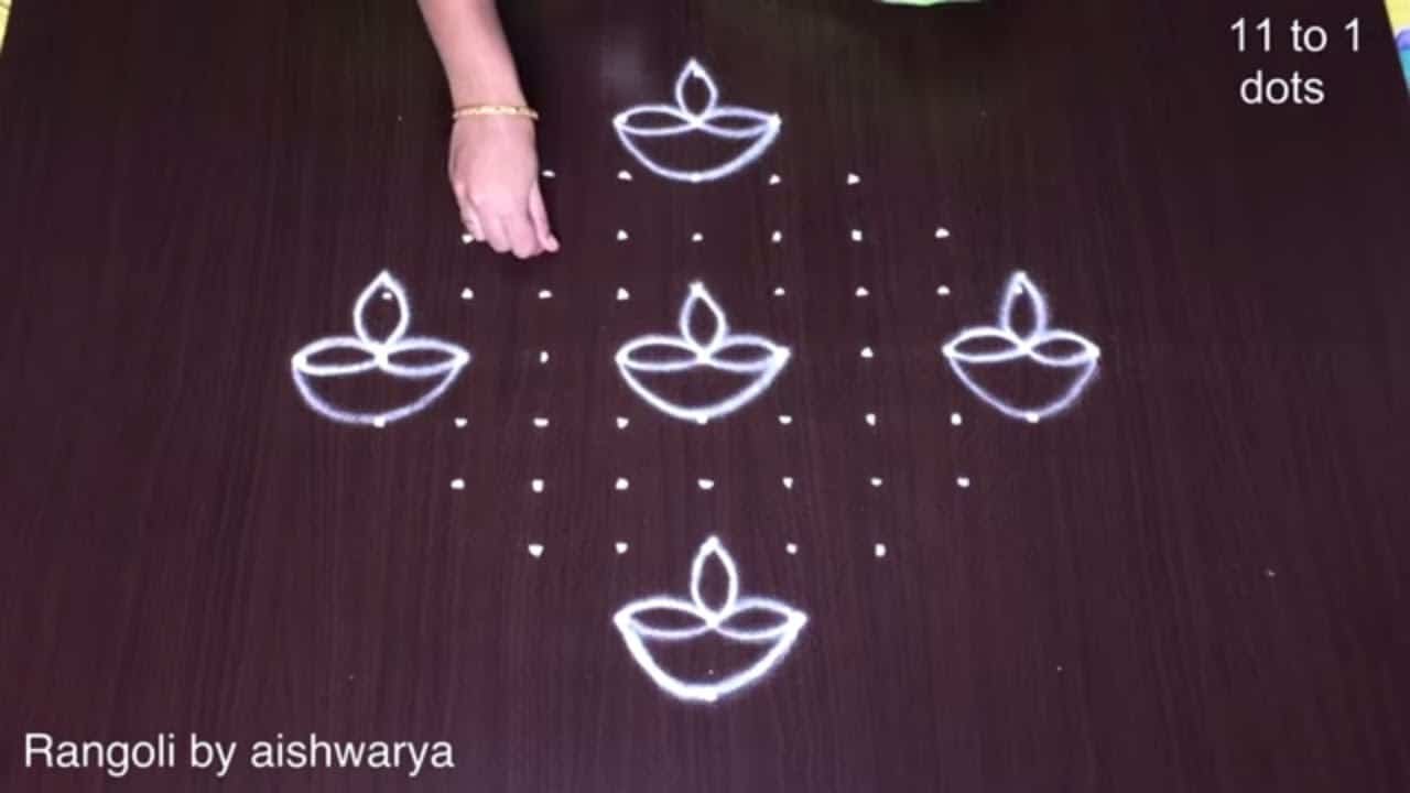 11 Dots Diwali Ki Rangoli