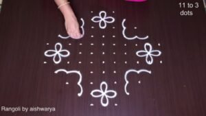 11 to 3 dots Rangoli Designs