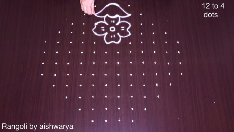 12-to-4 dot flower pot rangoli