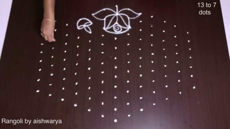 13×7 dots rose rangoli
