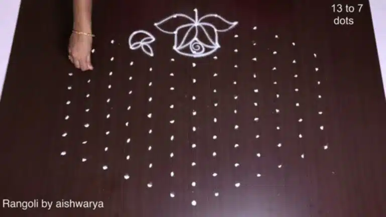 13×7 dots rose rangoli