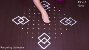 13 to 1 dots Rangoli Designs