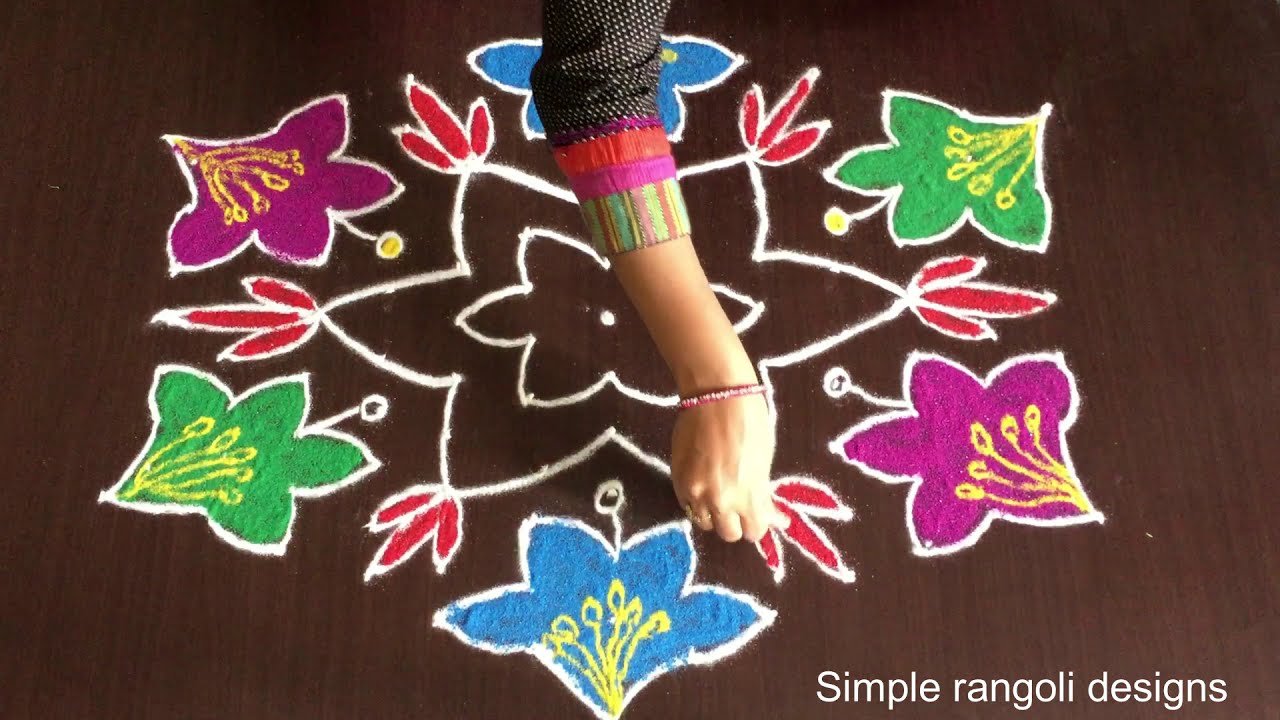 13 Dots Flower Rangoli Designs
