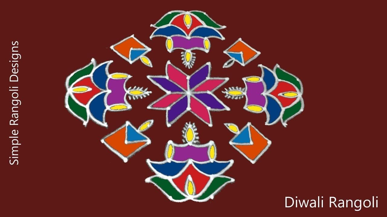 13 Dots Lotus Rangoli Simple Muggulu