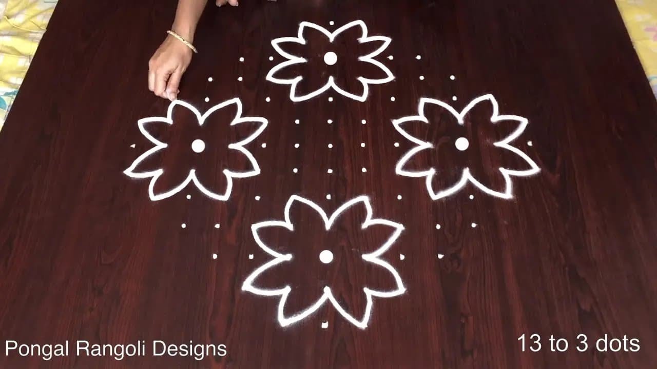 13 to 3 Dots Kolam