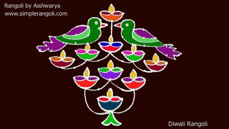 13×1 dots Deepavali diya kolam