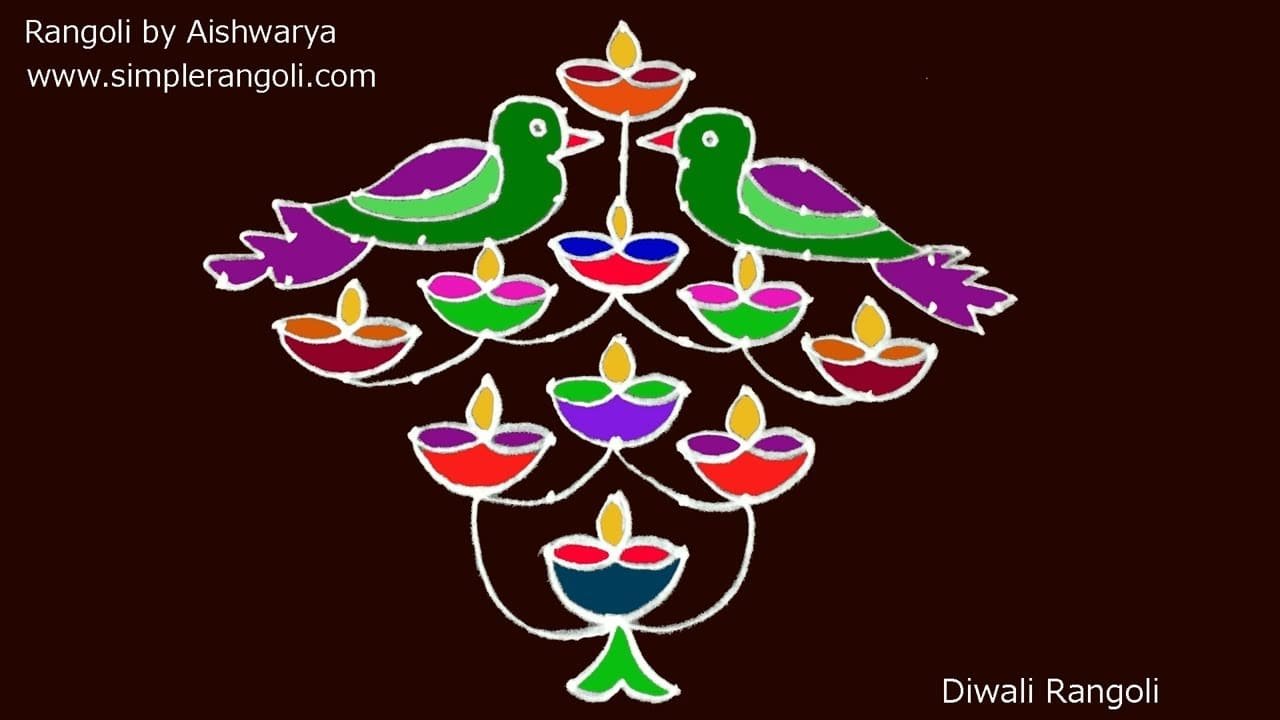 13×1 Deepawali Kolam With Diyas
