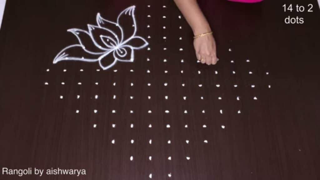 14×2 dots lotus kolam