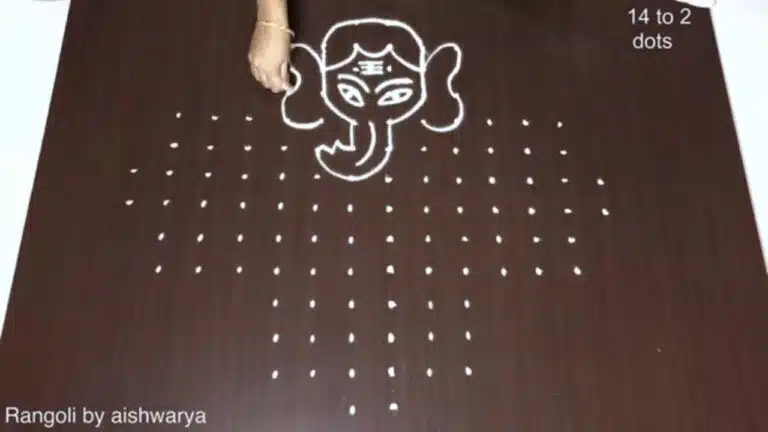 14-to-2 dot Vinayaka Chavithi muggulu