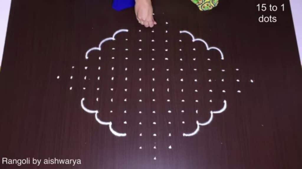 15×1 dots kolam