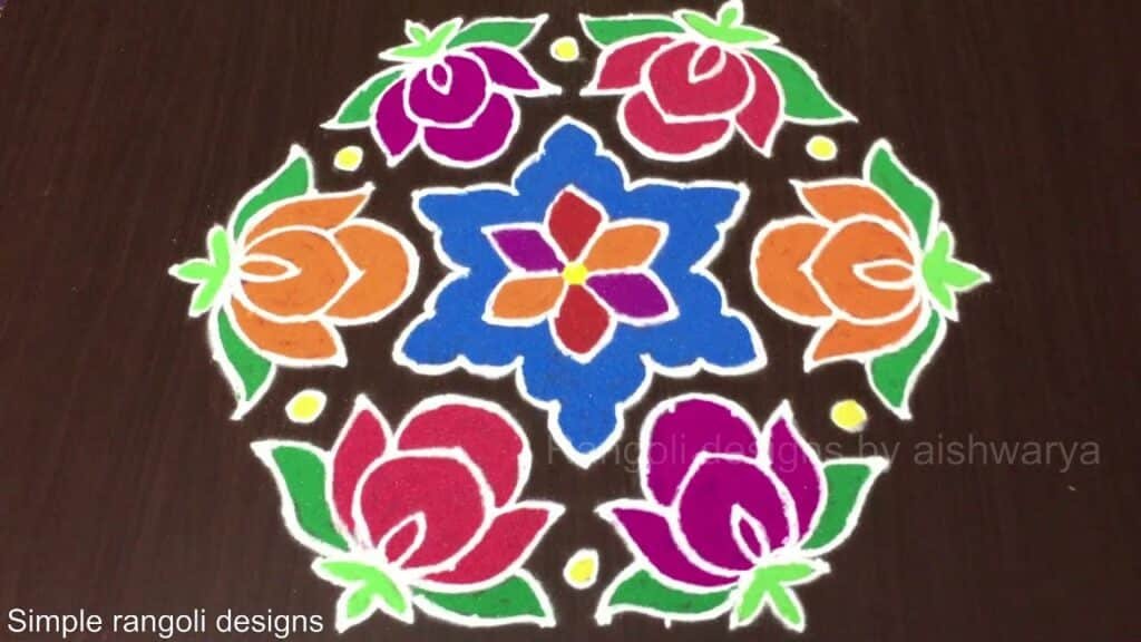 15 dots colourful kolam