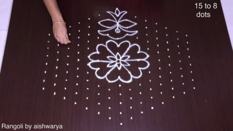 interlaced 15×8 dots Pongal kolam