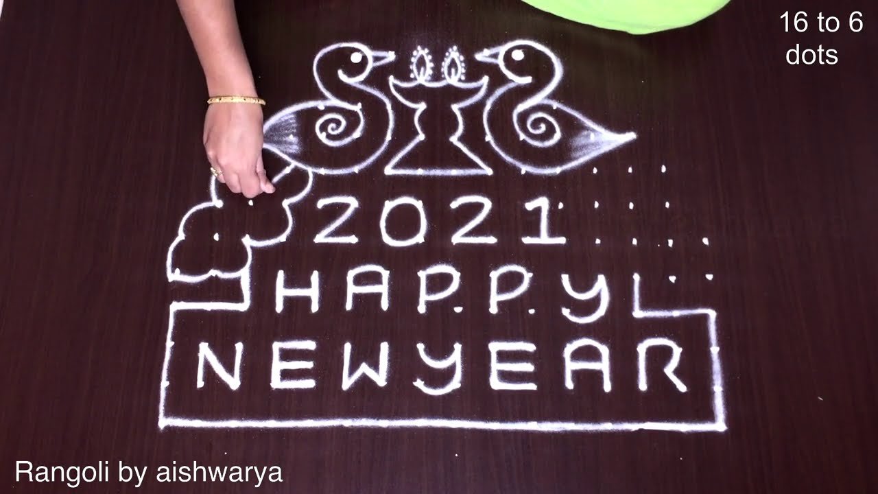 16 To 6 Happy New Year Deepam Kolam