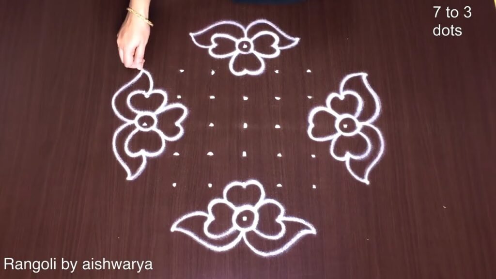 7×3 dots flower muggulu