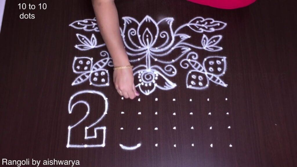 New Year butterfly and lotus kolam