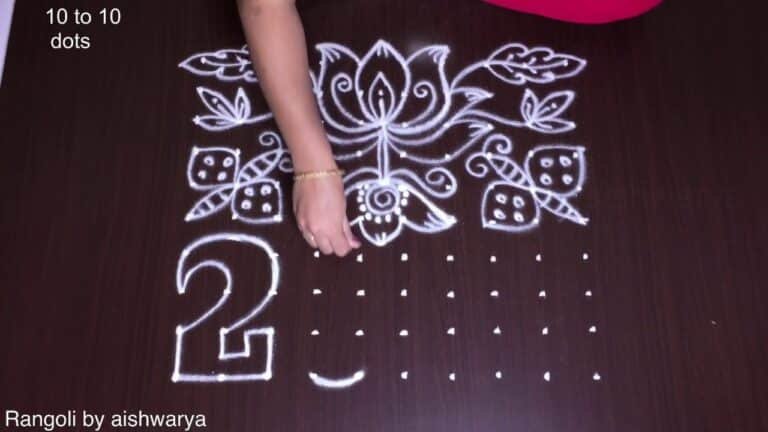 New Year butterfly and lotus kolam