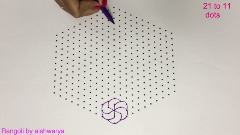 21×11 dots chukki rangoli