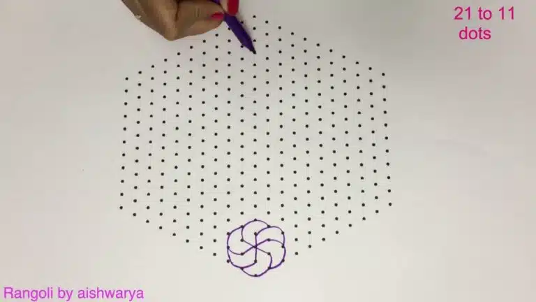 21×11 dots chukki rangoli