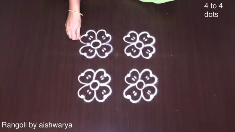4 dots flower rangoli