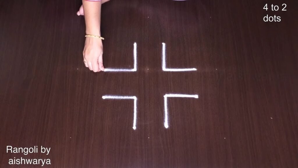 4×2 straight dots kolam