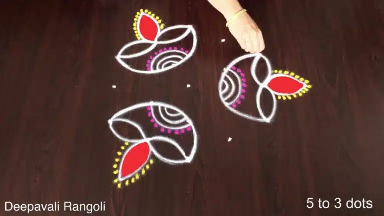 5 dots kolam for Diwali