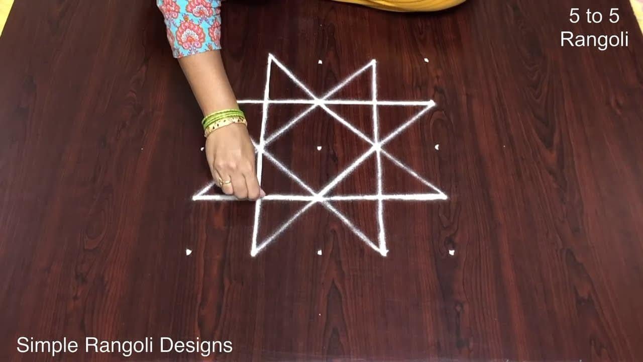 5 Dots Rangoli Easy