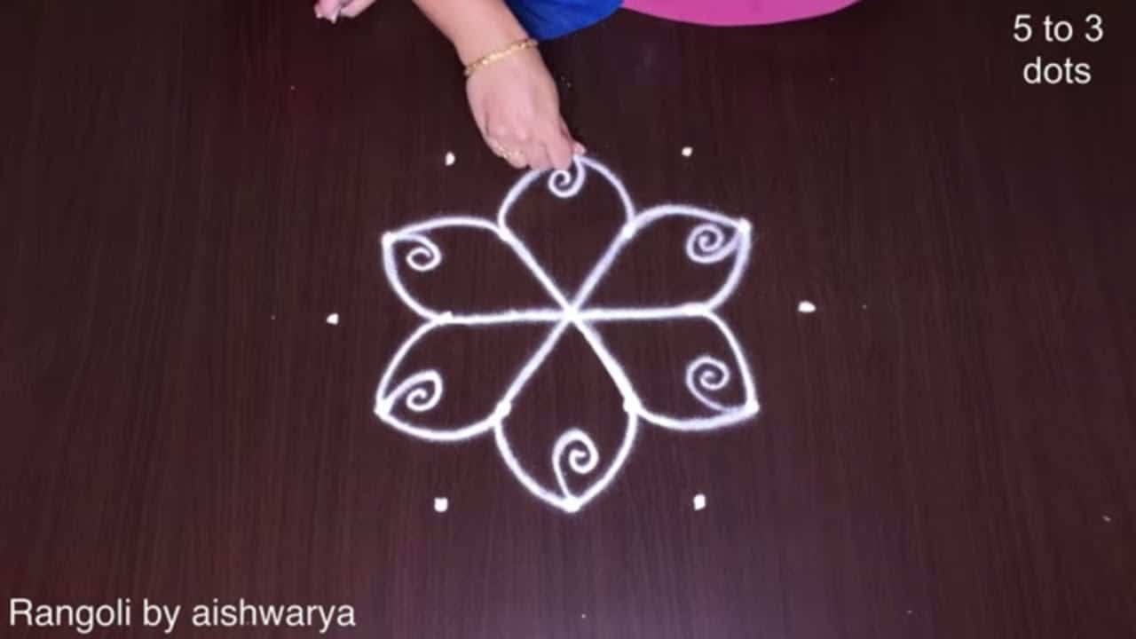 5 Into 3 Middle Dots Rangoli