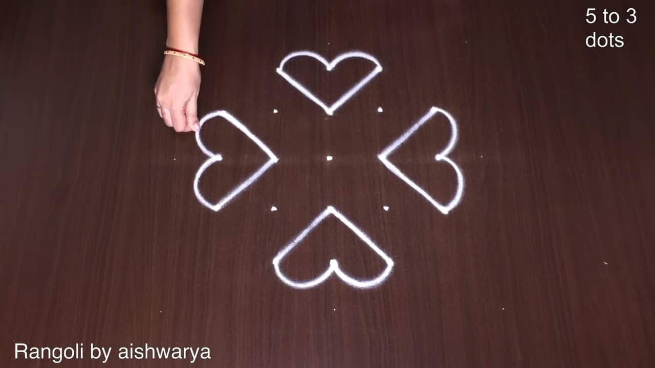 5 to 3 Dots Easy Muggulu Diya Kolam