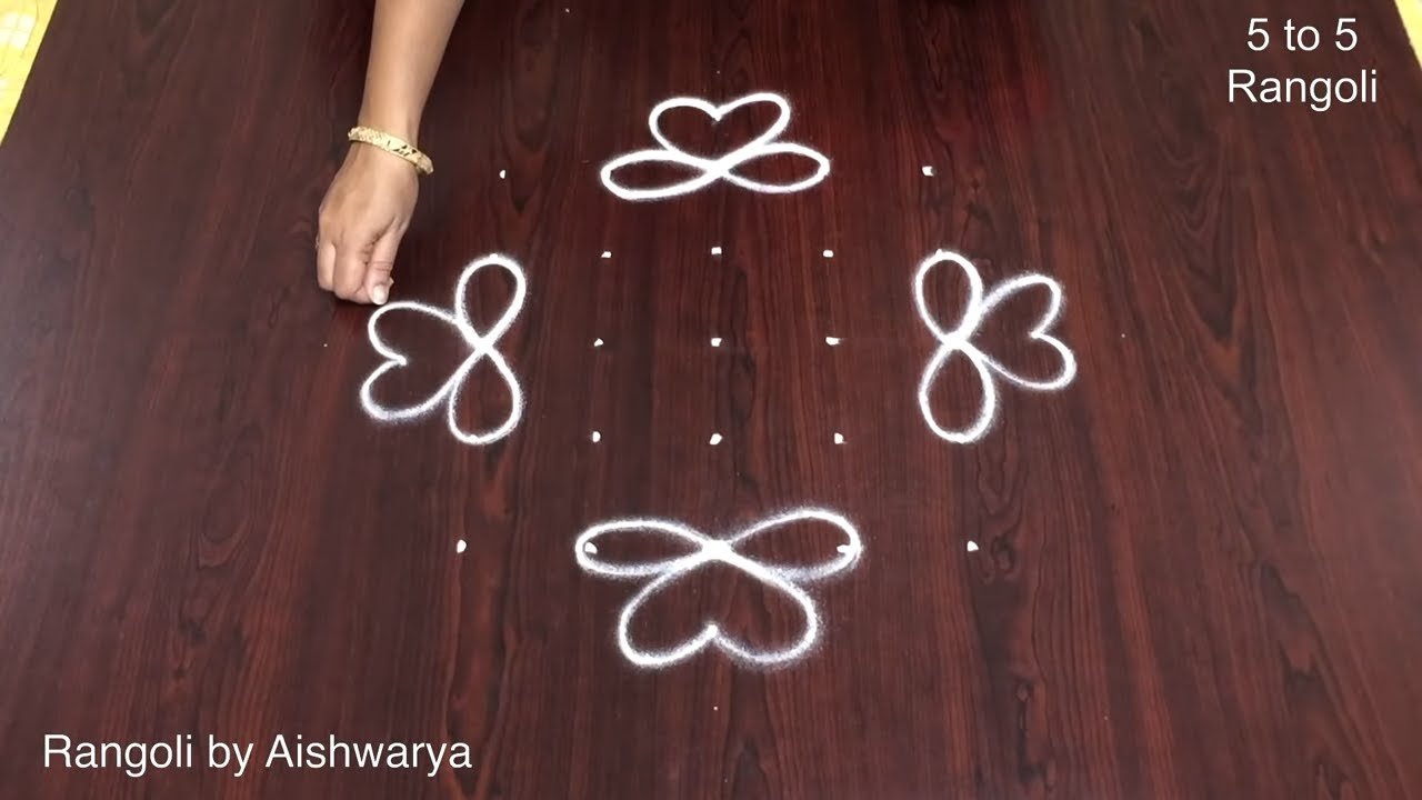 5 to 5 Dots Flower Kolam
