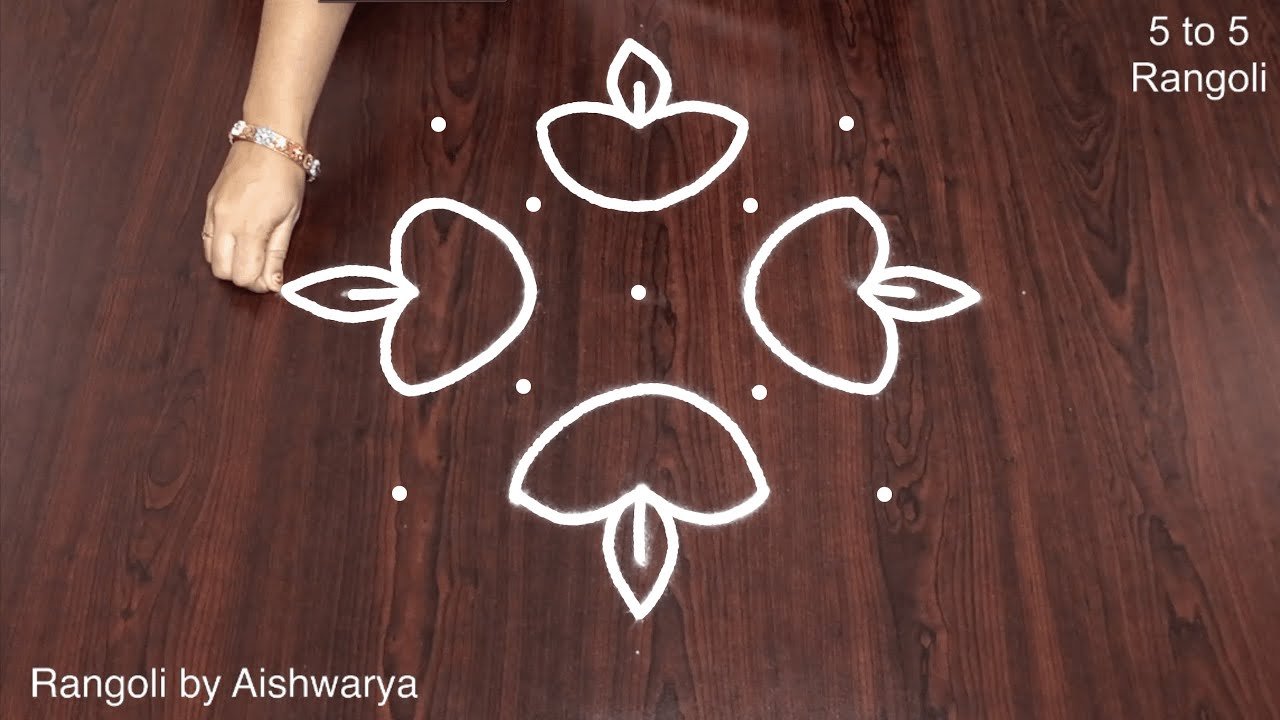 5 to 5 Dots Kolam for Beginners