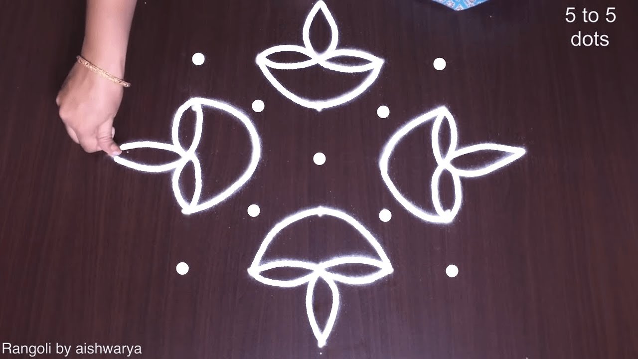 5 to 5 Peacock Rangoli for Diwali