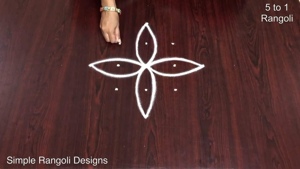 5×1 Side Simple Rangoli Designs