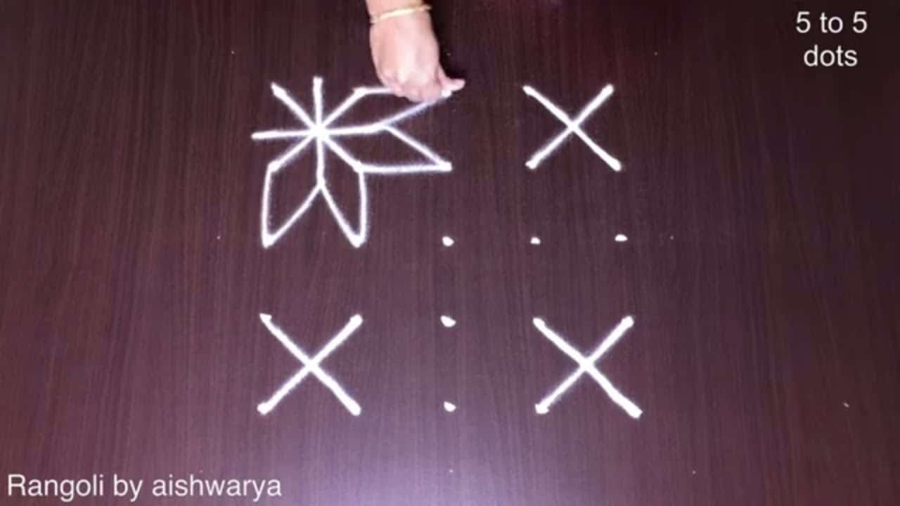 5×5 Dots Easy Door Step Kolam