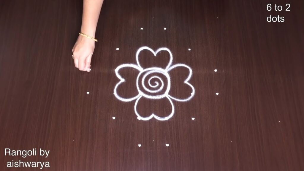 6×2×2 dots flower kolam