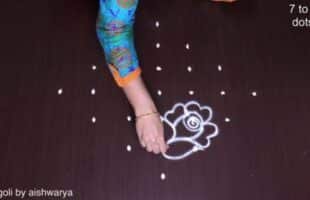 7 Dots Rose Flowers Rangoli