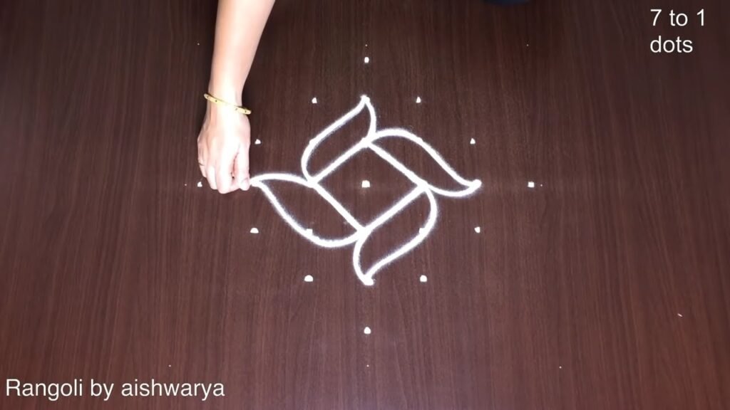 7 dots traditional peacock rangoli