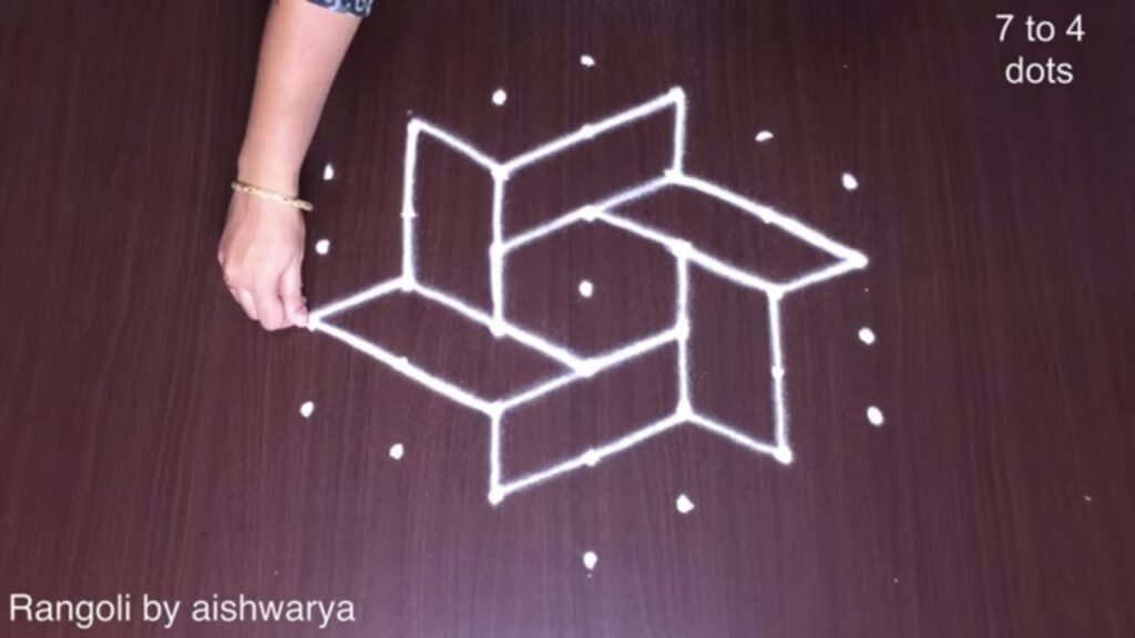 7×4 dots interlaced kolam