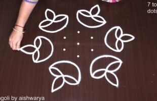 7 to 4 Diya Kolam for Pooja Room at Home