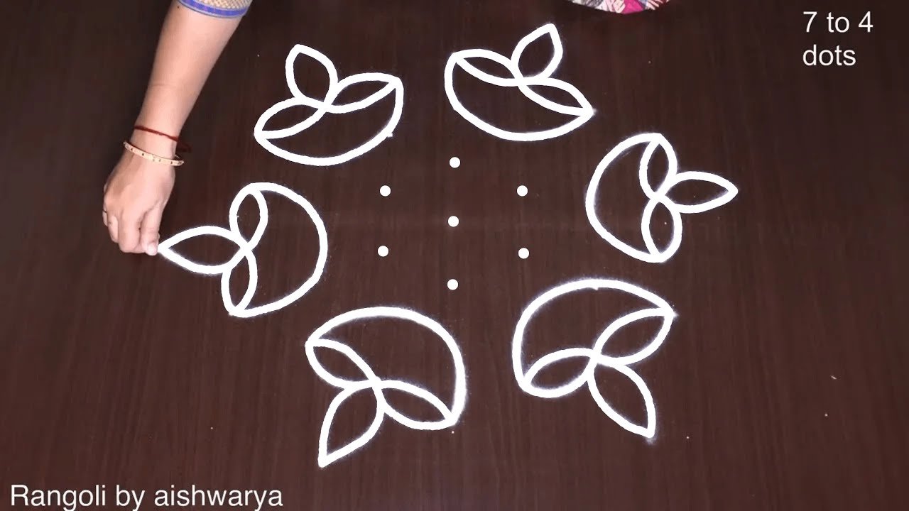 7 to 4 Diya Kolam for Pooja Room at Home