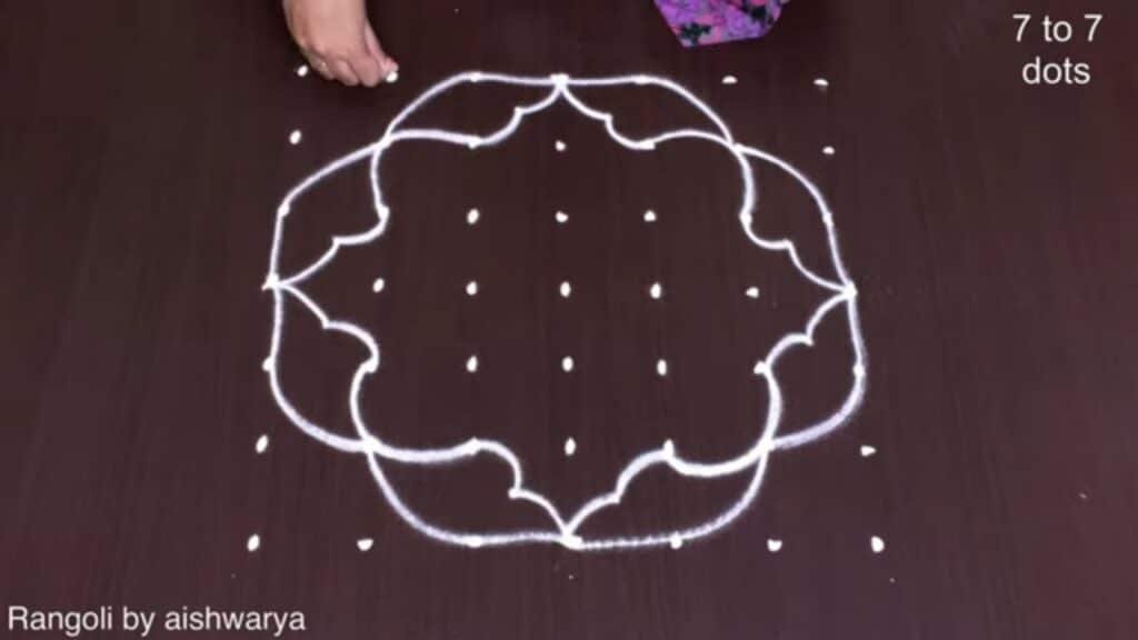 7 to 7 dots simple rangoli 11054
