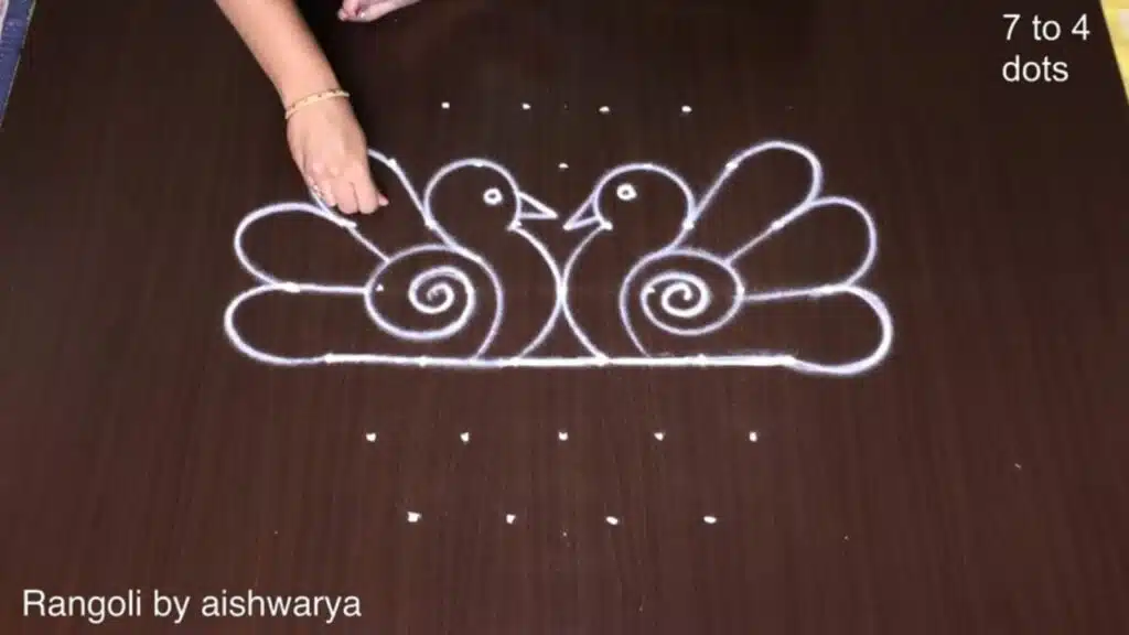 7×4 dots peacock kolam
