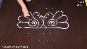 7×4 Dots Simple Peacock Kolam