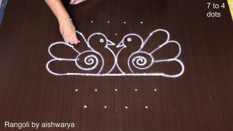 7×4 dots peacock kolam